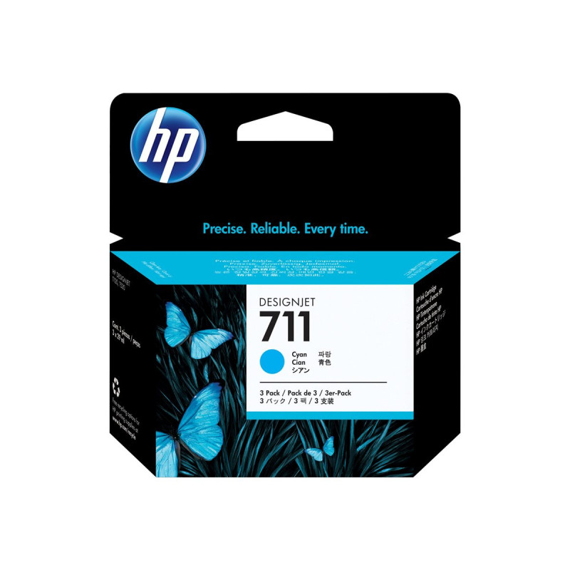 HP 711 - Pack de 3 cartouches d'impression cyan 29ml (CZ134A) HP 711 - Pack de 3 cartouches d'impression cyan 29ml (CZ134A)