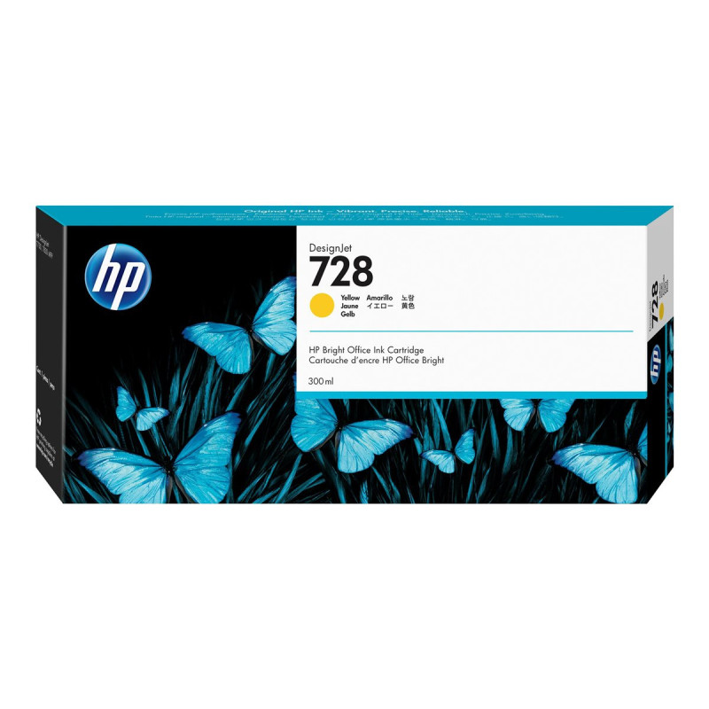 HP 728 - Cartouche d'impression jaune 300ml (F9K15A) HP 728 - Cartouche d'impression jaune 300ml (F9K15A)