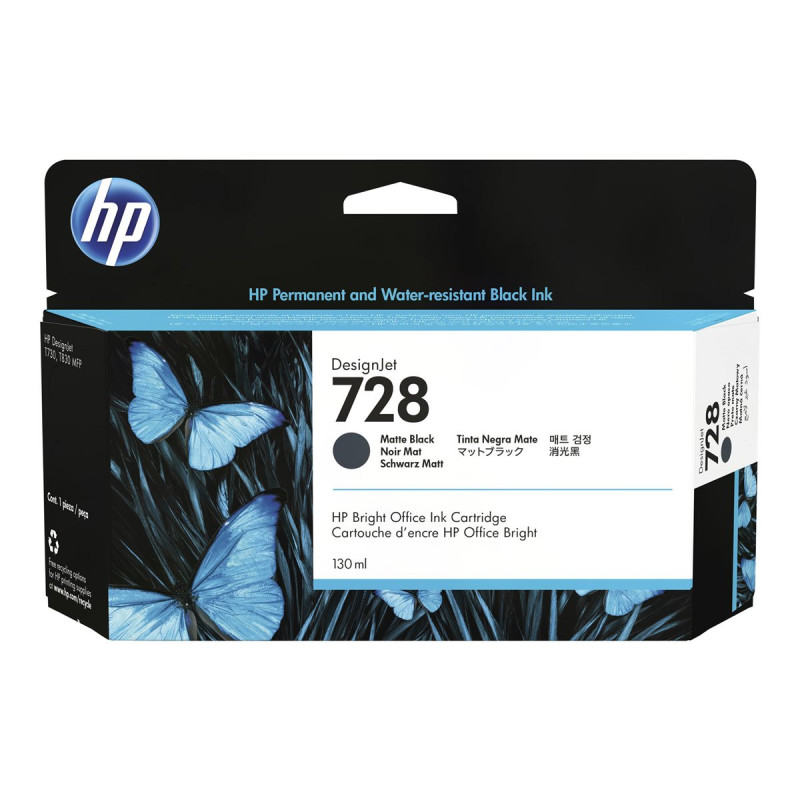 HP 728 - Cartouche d'impression noir mat 130ml (3WX25A) HP 728 - Cartouche d'impression noir mat 130ml (3WX25A)