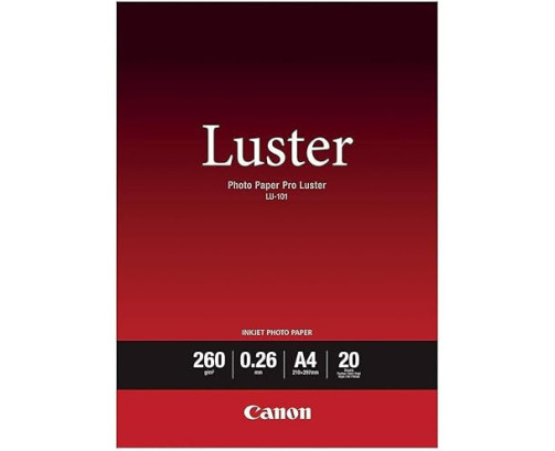 Papier photo Pro Luster Canon LU-101 260gr A4 (0.210 x 0.297m) 20 feuilles - 6211B006 - AIC-Solutions Grand Format