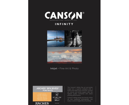 Papier Canson Infinity Arches® BFK Rives (Pure White) 310Gr/m² A3+ (0,329 x 0,483) 25 feuilles