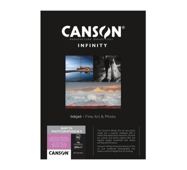 Papier Canson Infinity Baryta Photographique II 310Gr/m² A2 (0,420 x 0,594) 25 feuilles