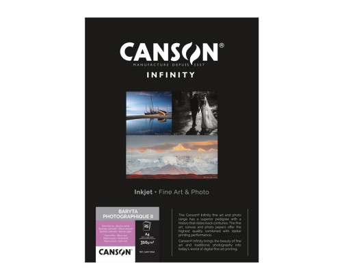 Papier Canson Infinity Baryta Photographique II 310Gr/m² A4 (0,210 x 0,297) 25 feuilles