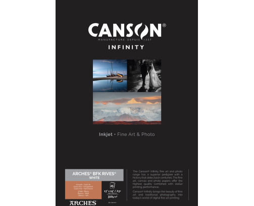 Papier Canson Infinity Arches® BFK Rives (White) 310Gr/m² A3+ (0,329 x 0,483) 25 feuilles