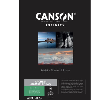 Papier Canson Infinity Arches® Aquarelle Rag (Pure White) 310Gr/m² A3 (0,297 x 0,420) 25 feuilles