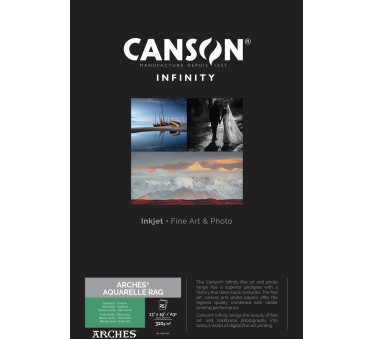 Papier Canson Infinity Arches® Aquarelle Rag (Pure White) 310Gr/m² A2 (0,420 x 0,594) 25 feuilles