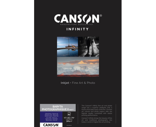 Papier Canson Infinity Baryta Photographique II Matt 310Gr/m² A3+ (0,329 x 0,483) 25 feuilles