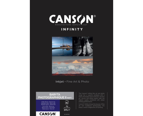 Papier Canson Infinity Baryta Photographique II Matt 310Gr/m² A3 (0,297 x 0,420) 25 feuilles