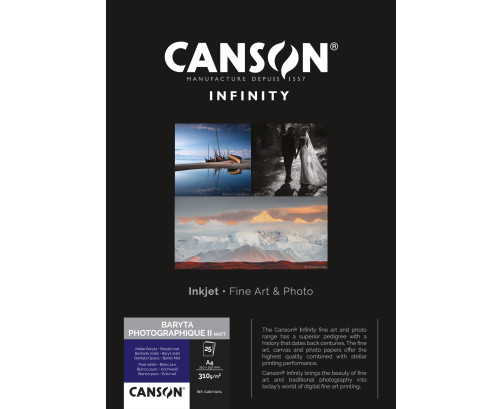Papier Canson Infinity Baryta Photographique II Matt 310Gr/m² A4 (0,210 x 0,297) 25 feuilles