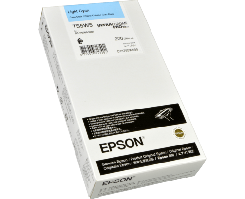 Epson UltraChrome PRO10 T55W5 - Réservoir cyan clair 200ml - C13T55W500 - AIC-Solutions Grand Format