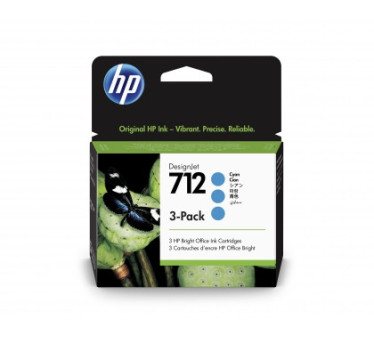 HP 712 - Pack de 3 cartouches d'impression cyan 29ml (3ED77A) - 3ED77A - AIC-Solutions Grand Format