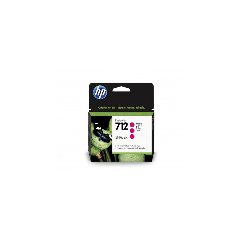 HP 712 - Pack de 3 cartouches d'impression magenta 29ml (3ED78A) HP 712 - Pack de 3 cartouches d'impression magenta 29ml (3ED78A)
