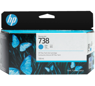 HP 738 - Cartouche d'impression cyan 130ml - 498N5A - AIC-Solutions Grand Format